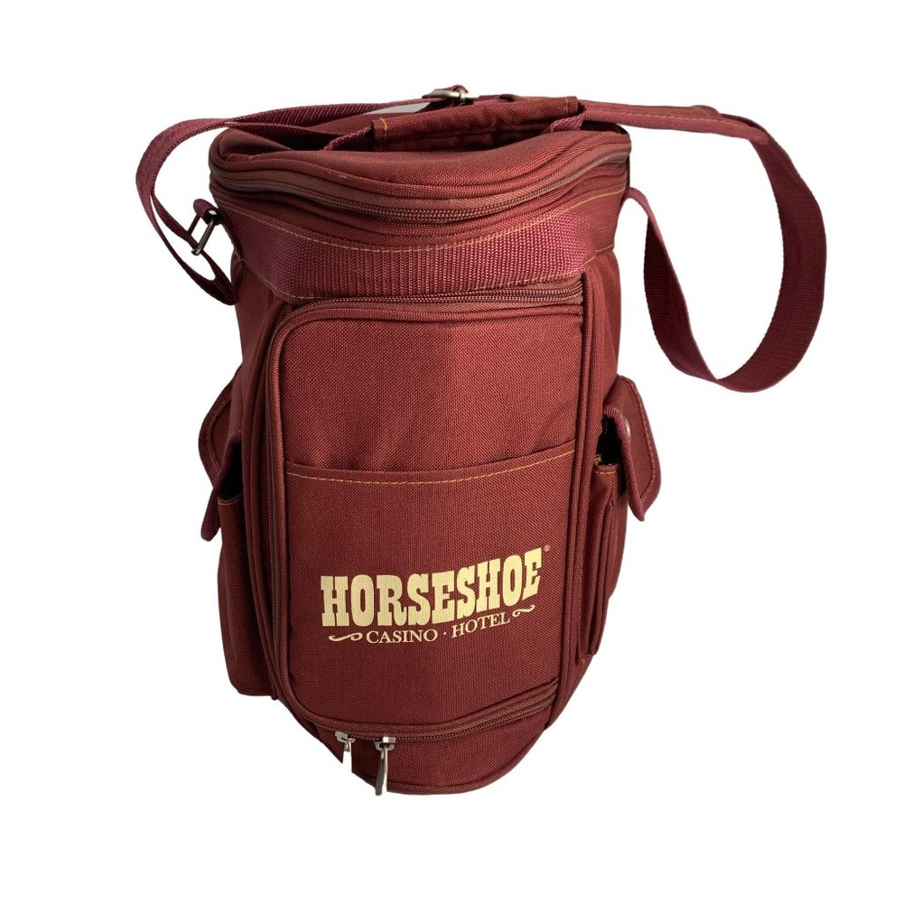 Horseshoe Casino Hotel Insulated Wine Picnic Meritage Time Bag Tote Red 13" Tall